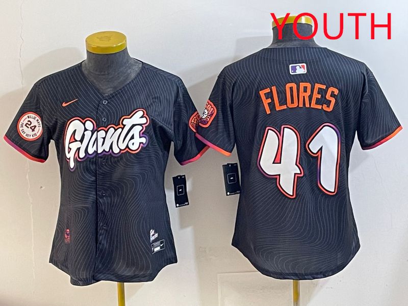 Youth San Francisco Giants #41 Flores Black Joint Name 2025 Nike MLB Jersey style 9